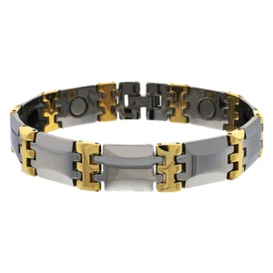 Men Women 13MM Tungsten CarbideTwo Tone Bar Link Magnetic Bracelet - Picture 1 of 1
