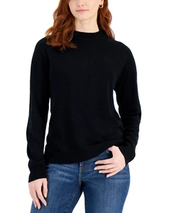 Karen Scott Womens Size XS Mock Neck Zip-Back Sweater in Luxsoft Black $40 1138 - Picture 1 of 8