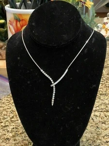 5.00Ct Round Cut Real Moissanite Lariat Necklace In 14K White Gold Plated - Picture 1 of 2