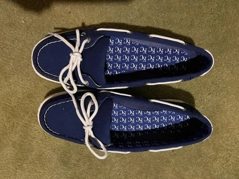 Kansas City KC ROYALS Baseball Logo Womens Slip On Canvas deck shoes sz 8 New! Cover