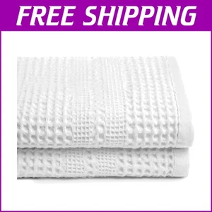 Elegant Waffle Weave Bath Towels - 100% Cotton, Set of 2 for Everyday Luxury - Picture 1 of 9