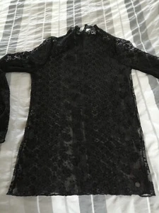 NUMPH Pretty Lacy Black Top, M, very stretchy, button detail at the neck - Picture 1 of 8
