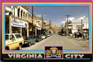 Postal Nevada C Street Virginia City Cubo de Sangre Salón Caballo Coches Antiguos  - Imagen 1 de 2