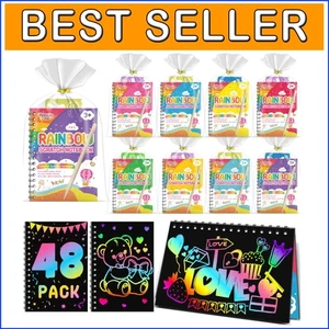 Rainbow Scratch Art Notebooks for Kids - Ideal in Bulk for Birthday Goodie Bags - Picture 1 of 11