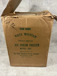 Vintage White Mountain 4 Quart Eis Gefrierschrank Maschine Handkurbel F64304 im Karton - Bild 1 von 24
