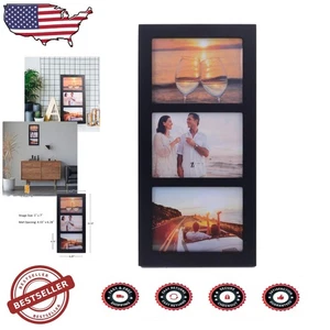 Versatile 5x7 3-Picture Collage Frame, Wood, Shatter-Resistant Glass, Tabletop - Picture 1 of 10