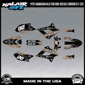 Graphics Kit for Kawasaki KLX250 2008-2020 and KLX300SM 2021-23 Spear - Tan - Picture 1 of 4
