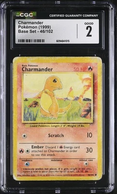CGC 2 Charmander 1999 Base Set 46/102 POP 4 - Image 1 of 2