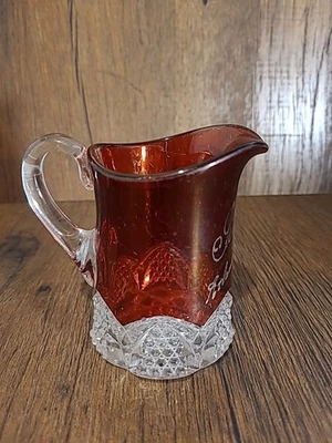 RUBY FLASH SOUVENIR CREAMER "SISTER" ATLANTIC CITY 1905 - Image 1 of 4
