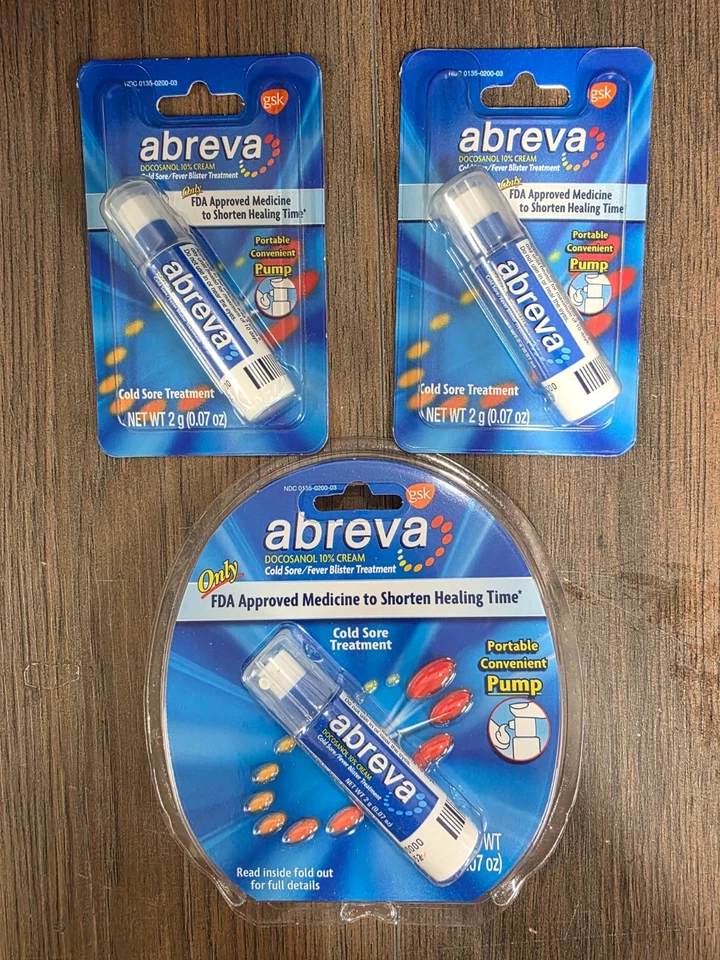 Bomba de crema Abreva para herpes labial/fiebre docosanol 10 % 2 g, *LOTE DE 3* 26/01+ Foto 1 de 1