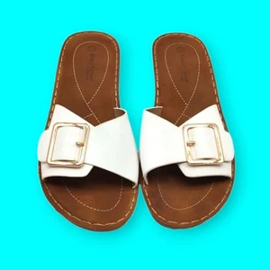 Henry Ferrera Women's Size 10 White Lana Slide Sandals Slip On Shoes Rose Gold - Picture 1 of 13
