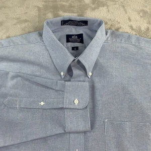 Stafford Mens Dress Shirt 18-35 Solid Blue Oxford Button Down Wrinkle Free - Picture 1 of 7