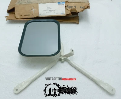 NOS 1972-80 Dodge Truck Van Side White Mirror Low Lo Mount Bracket Door Mirror - Image 1 of 4