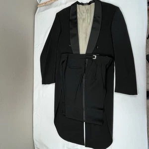Vintage Chaps Ralph Lauren Tuxedo Suit Mens 40XL Black Tails Made USA Formal - Picture 1 of 18