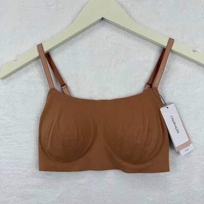 Calvin Klein Invisibles Levemente Forrado Bralette Marrom Nude Tamanho P Novo Com Etiquetas - Imagem 1 de 4