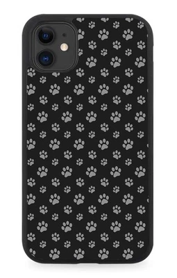 Black and Grey Paw Print Rubber Phone Case Paws Marks Shapes Cats Cat Dogs DF19 - Image 1 of 2
