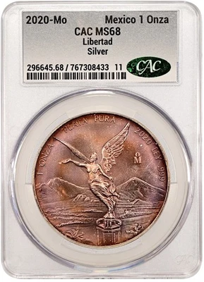 🔥2020 Mexico Libertad 1 Oz Silver MS 68 by CAC, Only 1 Higher! 300k Minted🔥 - Image 1 of 4