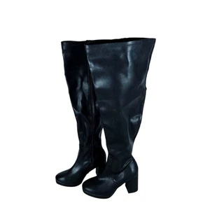 Stivali donna Torrid 8WW sopra il ginocchio ecopelle tacco grosso blocco nero zip - Foto 1 di 12