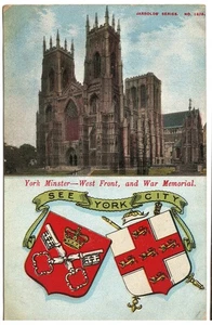 Antigua postal a color Minister & Crest York Inglaterra #1819 - Imagen 1 de 2
