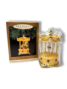 Hallmark 1994 Tobin Fraley Carrusel de vacaciones adorno mágico luces y música - Imagen 1 de 9
