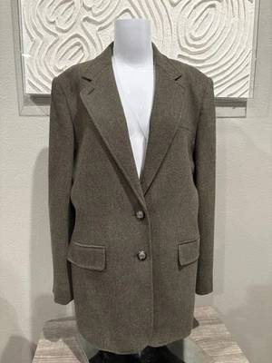 Blazer para mujer Lauren Ralph Lauren 12 marrón/oliva mezcla de lana espiga tweed Foto 1 de 4