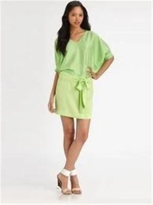 Diane Von Furstenberg EDNA Blusa de Seda Dos Tonos Hoja de Resorte Verde $375 - Imagen 1 de 5