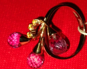 GOLDENER RING mit 3 AMETHYST 5,69 ct mit 3 SAPHIR Status Ring NEU - Bild 1 von 12