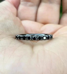 2.5 mm Black Diamond Eternity Band With Black Gold Plated Certified-Wedding Band - Picture 1 of 7