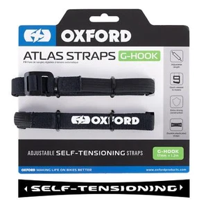 Oxford Motorcycle Atlas Straps G-Hook 17 mm x 1.2 M Luggage Tie Down Black - Picture 1 of 11