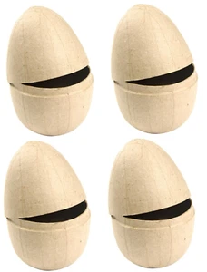 4 huevos de Pascua grandes de 12 cm 2 piezas concha vacía papel maché pintura decorar y rellenar - Imagen 1 de 5