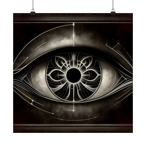 Matte Square Poster Wall Art Art Deco Nouveau Iris Void Trippy Eye Eyeball Black - Picture 1 of 50