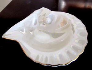 Seltene MIKIMOTO PEARLS Auster Halbschale mit Perle-glänzende Porzellan Schmuckschale - Bild 1 von 7