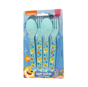 Nickelodeon Baby Shark Fork & Spoon 4-pack Set Blue - Picture 1 of 1