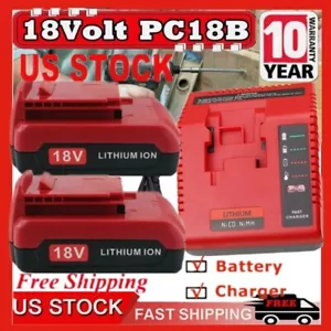 18V Lithium Ion Battery for Porter Cable 18 Volt PC18B PC18BL PC18BLX / Charger - Picture 1 of 26