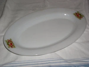Arcopal France Milk Glass White 14" Oval Platter - Floral & Bird Design - Picture 1 of 3