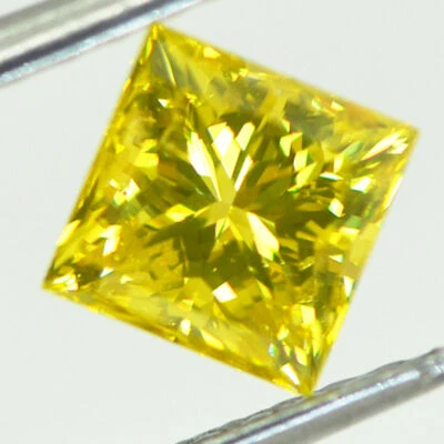 Fancy Yellow Diamond Loose Princess Shaped Real Enhanced Polished 1.20 Carat VS2 - Image 1 of 4