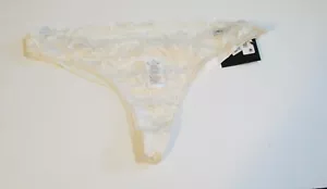 Calvin Klein CK Black Womens Striking Thong Panty Underwear Ivory QF1138 Sz S - Picture 1 of 1
