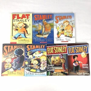 Flat Stanley Lot of 7 Chapter Books by Jeff Brown Harper Scholastic Homeschool - Imagen 1 de 8