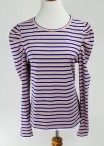 Camiseta Boden Talla US 12 Top Manga Abullonada Plisada Azul Rosa - Imagen 1 de 4