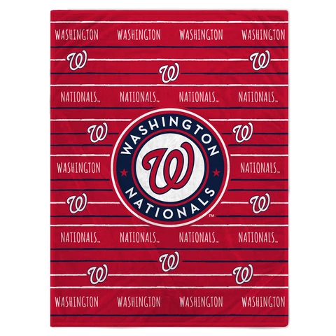Washington Nationals 60'' x 80'' Logo Stripe Flannel Fleece Blanket Cover