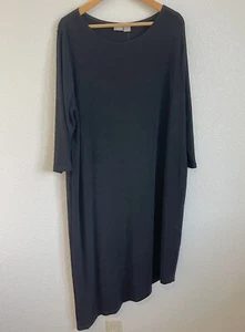 NEU Chicos Gr. 4 Sierra Midikleid Slinky Strick asymmestrischer Saum 3/4 Arm Stretch - Bild 1 von 5