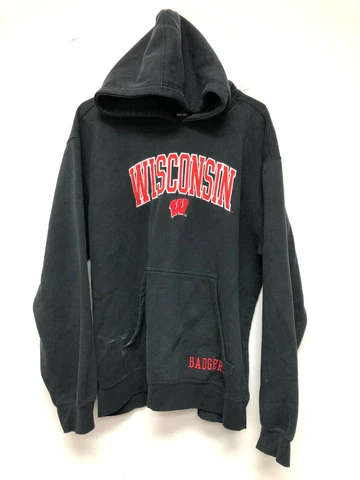 Knights Apparel Mens Black Pullover Hoodie - NCAA Wisconsin Badger - Size L Cover