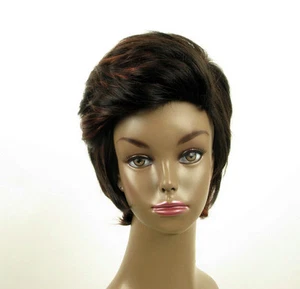 perruque femme afro 100% cheveux naturel courte méchée noir/rouge LAET 05/1b410 - Imagen 1 de 9