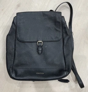 Oroton Black Leather Medium Size Backpack - Picture 1 of 4