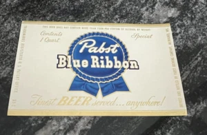 VINTAGE PABST BLUE RIBBON BEER QUART BOTTLE LABEL PABST BREWING MILWAUKEE WI 4% - Picture 1 of 1