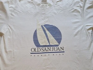 Vintage Old San Juan Puerto Rico Sailboat Souvenir T-shirt Size XL Hanes USA - Picture 1 of 8