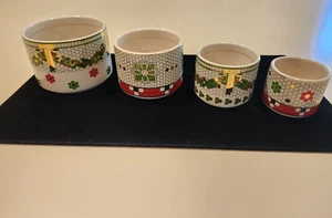 NEW in Box Anthropologie Festive Bistro Tile Nesting Measuring Cups Set 4 - Picture 1 of 6