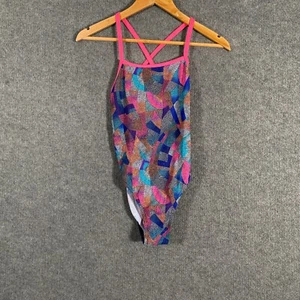 Funkita Swimsuit Womens 8 Blue Pink Piece Swimwear Bathers Colourful Polka Dot - Picture 1 of 11