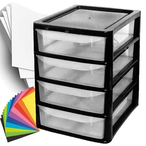 Unidad de almacenamiento de plástico con cajón A4 negro organizador de mesa para el hogar - Imagen 1 de 3