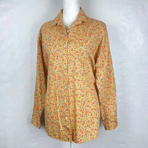 Vintage 90s GAP Oversized Micro Floral Print Long Sleeve Button Down Shirt Gr. S - Bild 1 von 5